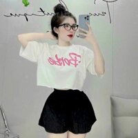 SET ĐỒ NỮ ÁO CROPTOP PHỐI QUẦN ĐÙI RÚT DÂY BARBIE- AUSA HOUSE