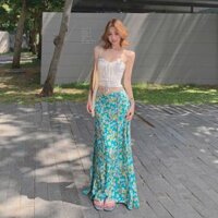 Set đồ nữ áo cúp ngực phối chân váy Midi dài