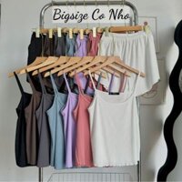 Set đồ nữ Áo hai dây kèm quần đùi nữ lưng thun mặc ngủ, thoải mái vận động thể thao thun gân ( CÓ BIGSIZE) - SET31