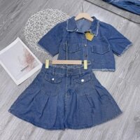 Set đồ nữ áo jean croptop kèm chân váy kiểu hàn quốc (SN057)