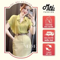Set đồ nữ áo kẻ cánh dơi phối chân váy dáng dài che khuyết điểm phong cách thời trang sang chảnh Mei Fashion ST13722
