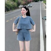 Set đồ nữ áo kèm quần short jeans qc xinh đẹp phù hợp đi chơi đi dạo D403