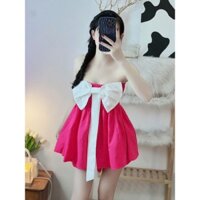 Set đồ nữ áo ống đính nơ to mix quần bí phồng siêu xinh S172