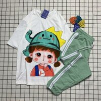 Set đồ nữ áo thun cute + quần dài cotton loại 1