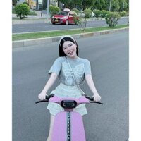 Set đồ nữ áo thun tăm nơ lớn kèm chân váy len ren tầng đi làm đi chơi đều đẹp D319