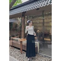 Set đồ nữ áo thun vạt chéo phối chân váy xuông dễ mặc dễ phối đồ phù hợp đi làm đi chơi D586
