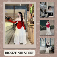 Set Đồ Nữ Chân Váy Dài + Áo Tay Dài Trễ Vai Phối Bèo Dễ Thương Và Sang Chảnh Hợp Đi Chơi Noel Giáng Sinh Đón Tết