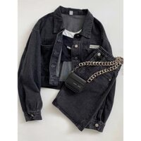 Set Đồ Nữ Denim Jacket Kèm Chân Váy Jeans Demin Chữ A Phong Cách Hàn Quốc