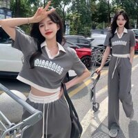 Set đồ nữ đi chơi đồ bộ nữ bigsize Bộ Gió Thể Thao Áo Sơ Mi + Quần thể thao