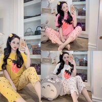Set Đồ Nữ Đồ Bộ Quần Dài Dâu Tây Cotton Đồ Mặc Nhà Đẹp