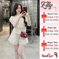 Set đồ nữ ELLY_DRESS, áo ren cộc tay khuy ngọc phối quần ngắn sang chảnh đi chơi đi du lịch BL1906