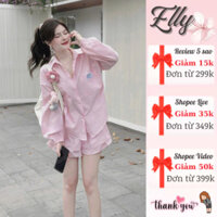 Set đồ nữ ELLY_DRESS, áo sơ mi dài tay bo chun phối quần đùi hai tầng thoải mái đi chơi đi du lịch BL1927