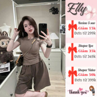 Set đồ nữ ELLY_DRESS, áo tăm cộc tay ôm body phối quần ngố cap chun sang chảnh đi chơi đi du lịch BL1944