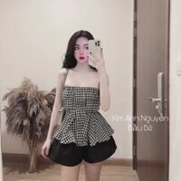 Set đồ nữ kẻ caro quần short