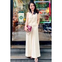 Set Đồ Nữ Mặc Đi Chơi, Ở Nhà Áo Sát Nách, Quần Ống Rộng, Cổ Tim Sang Chảnh - H17