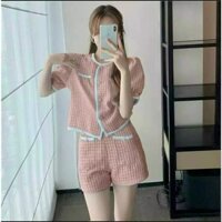 Set Đồ Nữ Mặc Nhà , Đi Chơi, Dạo Phố Chất Gấm Xốp Cao Cấp Phối Viền Né Trắng Cực Xinh Xắn DXS