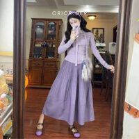 Set Đồ Nữ Màu Tím Chân Váy Xoè Nhẹ Và Áo Thun