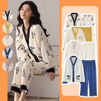 Sét đồ nữ mùa đông Bộ đồ ngủ mặc nhà dài tay pijama hàn quốc - DN-GA1