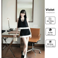 Sét Đồ Nữ Mùa Hè Áo Kiểu Sát Nách Phối Chân Váy A Hàng Loại 1 Sb6266 -violet