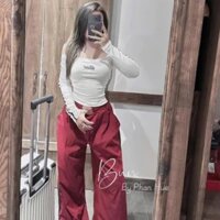 Sét Đồ Nữ Quần Dài,Bộ Thu Đông Nữ Trễ Vai Mix Quần Bom Gió Thêu Cạp Chun ( Hàng Loại 1 ) 1