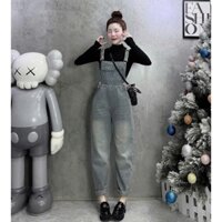 Set đồ nữ quần yếm jeans qc kèm áo thun tay dài năng động , đễ thương D792B