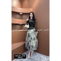 Set đồ nữ sang chảnh áo ren dài tay kèm lót trong phối chân váy voan hoa xinh xỉu Ht554A