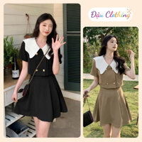 Set Đồ Nữ Sang Chảnh Áo Croptop Tiểu Thư Kèm Chân Váy Ngắn Xếp Ly Có Bảo Hộ Vải Cotton Lạnh SET829
