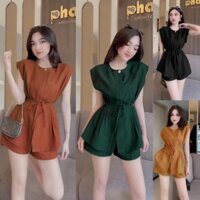 Set đồ nữ sang chảnh đẹp cá tính nguyên bộ quần short áo tay chòm xếp ly eo TJ1161