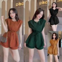 Set đồ nữ sang chảnh đẹp cá tính nguyên bộ quần short áo tay chòm xếp ly eo TJ1161