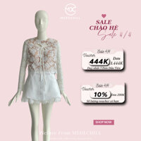 Set Đồ Nữ Sang Chảnh MEDECHILL Áo Ren Hoa Dài Tay Hoạ Tiết Ngực Tạo Điểm Nhấn Phối Chân Váy Viền Ren Tôn Dáng S798