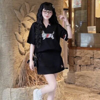 set đồ nữ sang chảnh,set áo chân váy,bộ thom cùn chất mi nỉ hàn chạy sọc xịn sò hot trend tâmvỹ I188