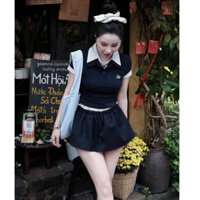 set đồ nữ sang chảnh,set áo chân váy,bộ mì phối kẻ 2 màu gơn phố hot trend xịn sò tâm vỹ I96