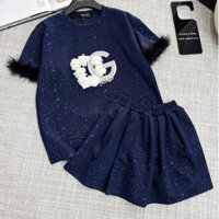 set đồ nữ sang chảnh,set áo chân váy,bộ mi nì nhũ chữ đá 2 màu xịn sò hot trend linhbt D34