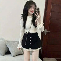 set đồ nữ sang chảnh,set áo ren chân váy,bộ áo ren cv gơn phố hot trend xịn sò hot trend lucky Y146