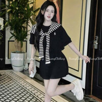 set đồ nữ sang chảnh,set áo chân váy,bộ ngựa kèm khăn 2 màu xịn sò hot trend khả hạnh D192