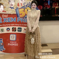 set đồ nữ sang chảnh,set chân váy dài,bộ áo ren dúm cv lưới hot hit quảng châu cao cấp tú linh P25