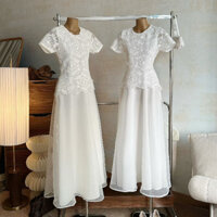 set đồ nữ sang chảnh,set chân váy dài,bộ áo ren chân váy tơ 2 màu xịn sò hot trend lixop D10