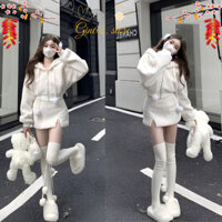 Set Đồ Nữ - Set Áo Khoác cardigan Len Lông Cừu Cực Ấm Phối Chân Váy Ngắn Lửng Siêu Xinh - Thời Trang Thu Đông HOT - Hàng