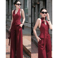 SÉT ĐỒ NỮ SÉT BỘ ÁO GHILE BASIC SÉT BỘ QUẦN ỐNG RỘNG THỜI TRANG CÔNG SỞ ĐI LÀM ĐI CHƠI