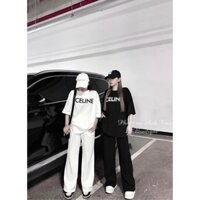 Set đồ nữ , Set bô thể thao in chư C.E.L.I.N kết hợp quần ống rộng 2 màu đen trắng