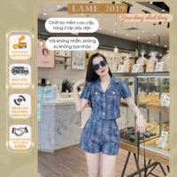 Set đồ nữ - Set Jean mềm áo croptop phối quần cạp cao siêu hách dáng dàng cho nữ