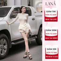 Set Đồ Nữ Thiết Kế Dạo Phố Lana Boutique Áo Kiểu Dài Tay Ôm Body Kèm Chân Váy Phối Hoa Bản To Có Bảo Hộ Dự Tiệc Quyến Rũ