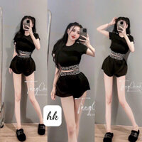 Set đồ nữ thời trang mặc đi chơi áo croptop mix quần đùi chất thun dẻo cao cấp.