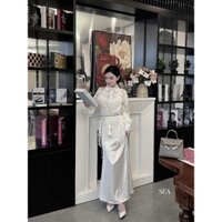 set đồ nữ váy hai dây lụa mix  áo sơ mi ren dáng dài, váy hai dây lụa phi bóng kèm áo sơ mi ren Y1