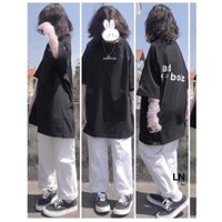 Set đồ nữ,Bộ đồ nữ áo thun sadboi form thụng rộng tay lỡ kèm quần ống rộng trắng mặc nhà đi chơi