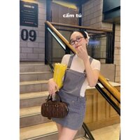 Set Đồ Nữ,Set Yếm Nữ Kiểu Dáng Cổ Tròn Mix Váy Yếm 2 Dây Sọc Kẻ Đơn Giản Dễ Mặc P306