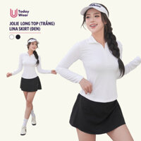 Set đồ tập áo Jolie Long Top trắng mix chân váy Lina skirt đen Today U Wear