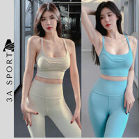 Set Đồ  Tập Gym Yoga, Bộ Dài LuLu Tăm Gân May 3D  Nhấn Cách Điệu, Quần legging Lưng Cao Ôm Dáng Q01