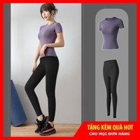 Set đồ tập Gym Yoga nữ, bộ đồ tập thể thao Gym Chạy bộ nữ áo body quần dài nữ tính, trẻ trung