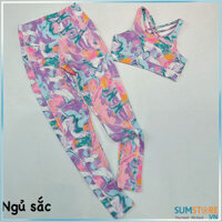 Set Đồ Tập Thể Thao Cho Nữ Dài Dây Chéo Ngũ Sắc